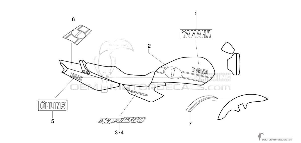 Decals for Yamaha XJR1300 2009 - Silver • Yamaha OEM Decals