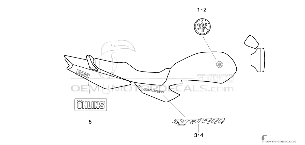 Adesivi per Yamaha XJR1300 2009 - Nero • Yamaha Adesivi OEM