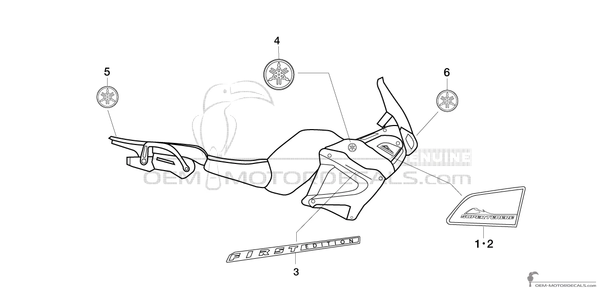 Adesivi per Yamaha XT1200Z SUPER TENERE 2010 - Argento • Yamaha Adesivi OEM