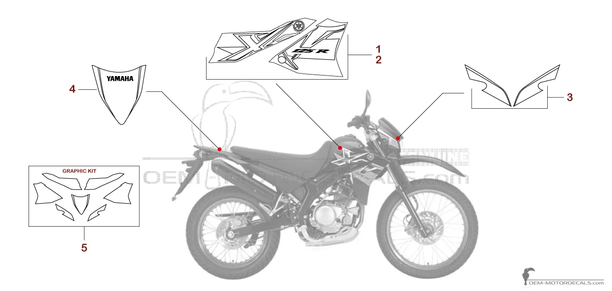 Naklejki do Yamaha XT125R 2008 - Czarny • Yamaha Naklejki OEM