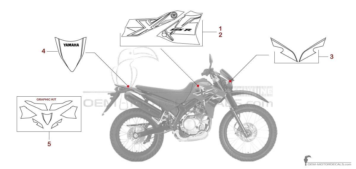 Pegatinas para Yamaha XT125R 2008 - Azul • Yamaha Pegatinas OEM