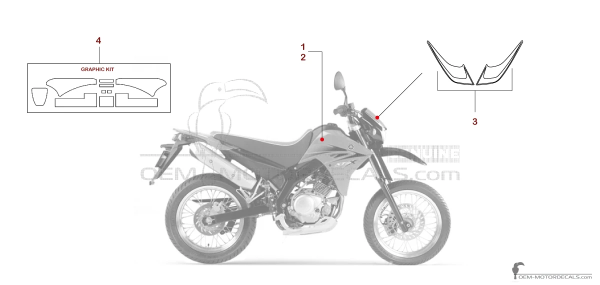 Pegatinas para Yamaha XT125X 2006 - Naranja • Yamaha Pegatinas OEM