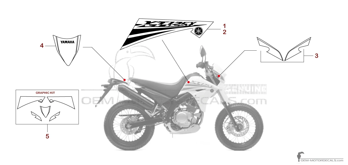 Stickers voor Yamaha XT125X 2008 - Wit • Yamaha OEM Stickers