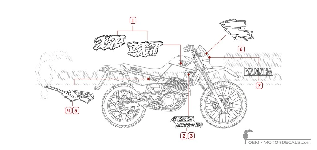 Naklejki do Yamaha XT600 1990 • Yamaha Naklejki OEM