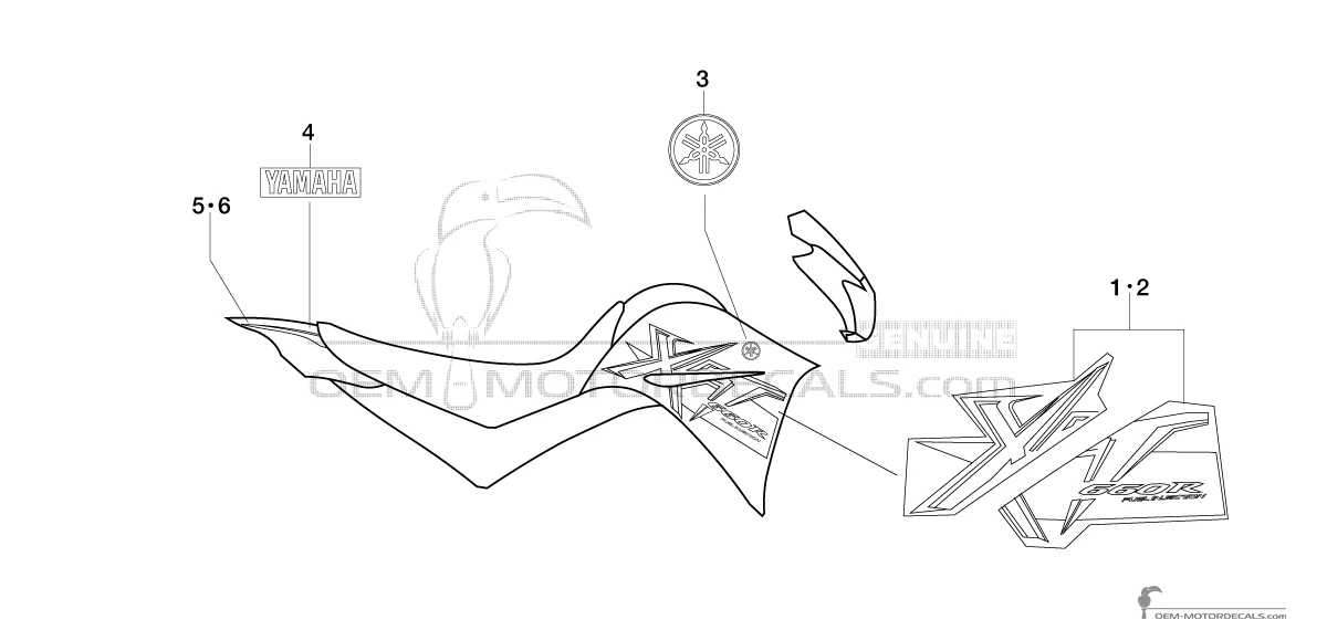 Adesivi per Yamaha XT660R 2007 - Nero • Yamaha Adesivi OEM