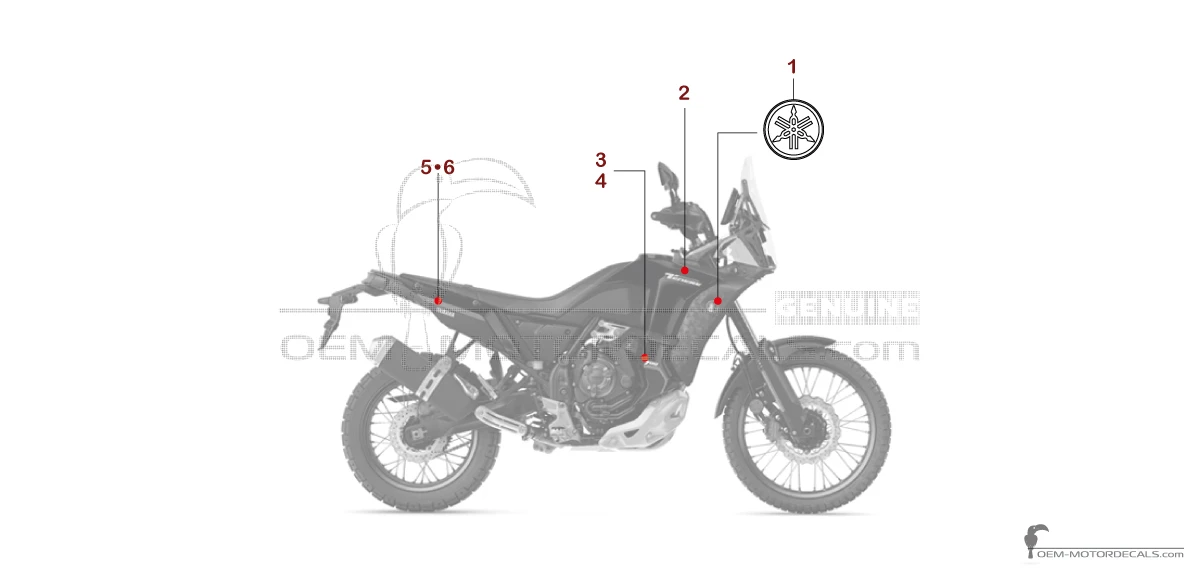 Stickers voor Yamaha XTZ690 | TENERE 700 2022 World Raid - Zwart • Yamaha OEM Stickers