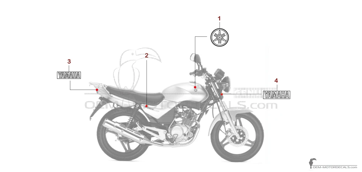 Decals for Yamaha YBR125 2005 - Gray • Yamaha OEM Decals