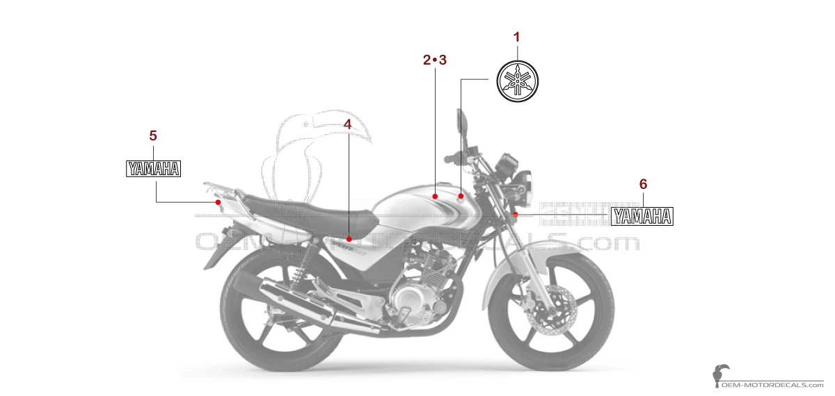 Naklejki do Yamaha YBR125 2007 - Szary • Yamaha Naklejki OEM