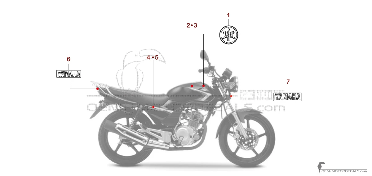 Decals for Yamaha YBR125 2009 - Black • Yamaha OEM Decals