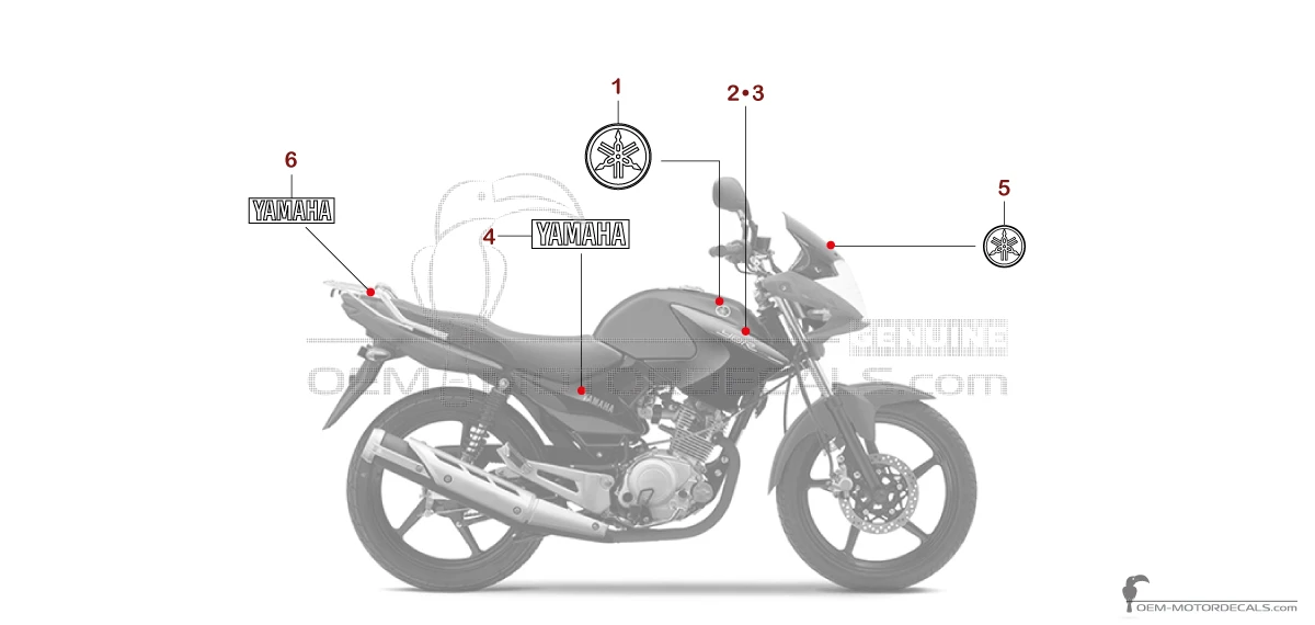 Naklejki do Yamaha YBR125 2014 - Czerwony • Yamaha Naklejki OEM
