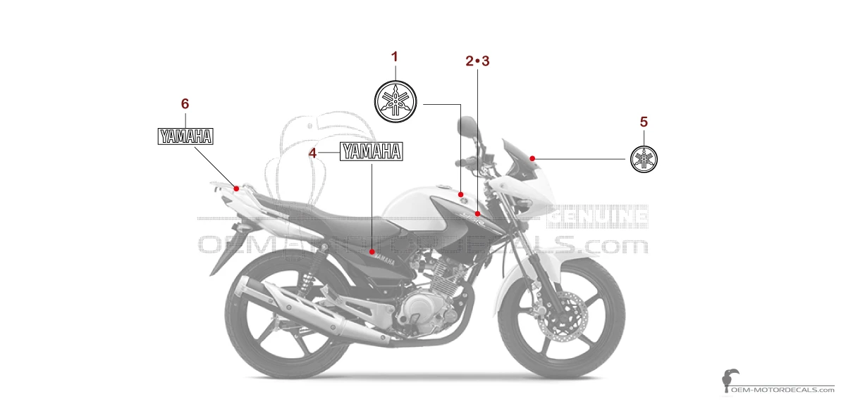 Adesivi per Yamaha YBR125 2014 - Bianco • Yamaha Adesivi OEM