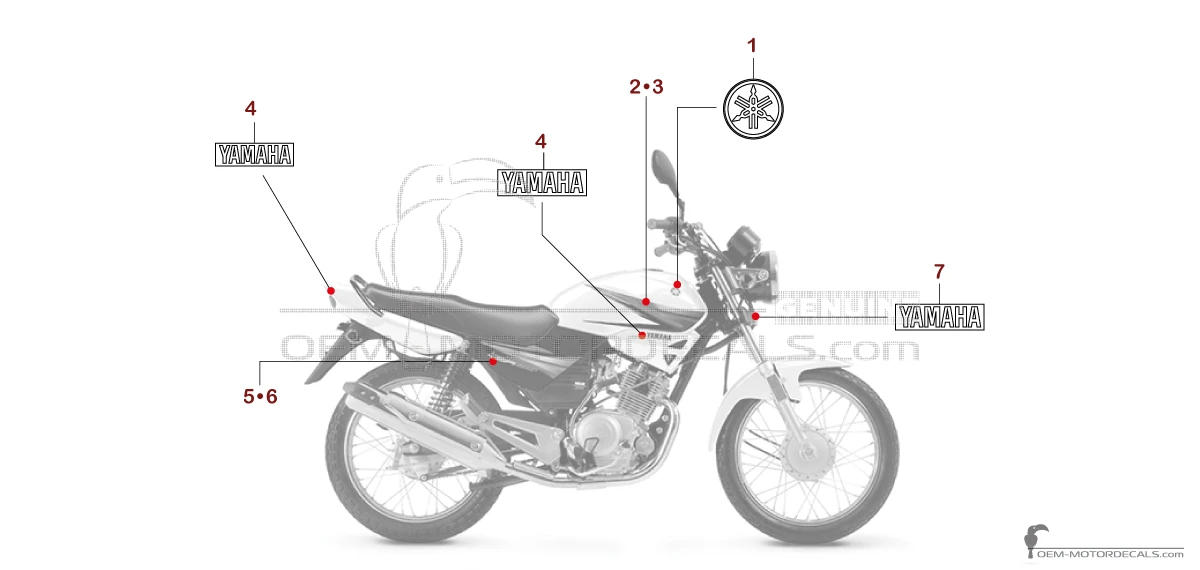 Autocollants pour Yamaha YBR125E 2021 - Blanc • Yamaha Autocollants OEM