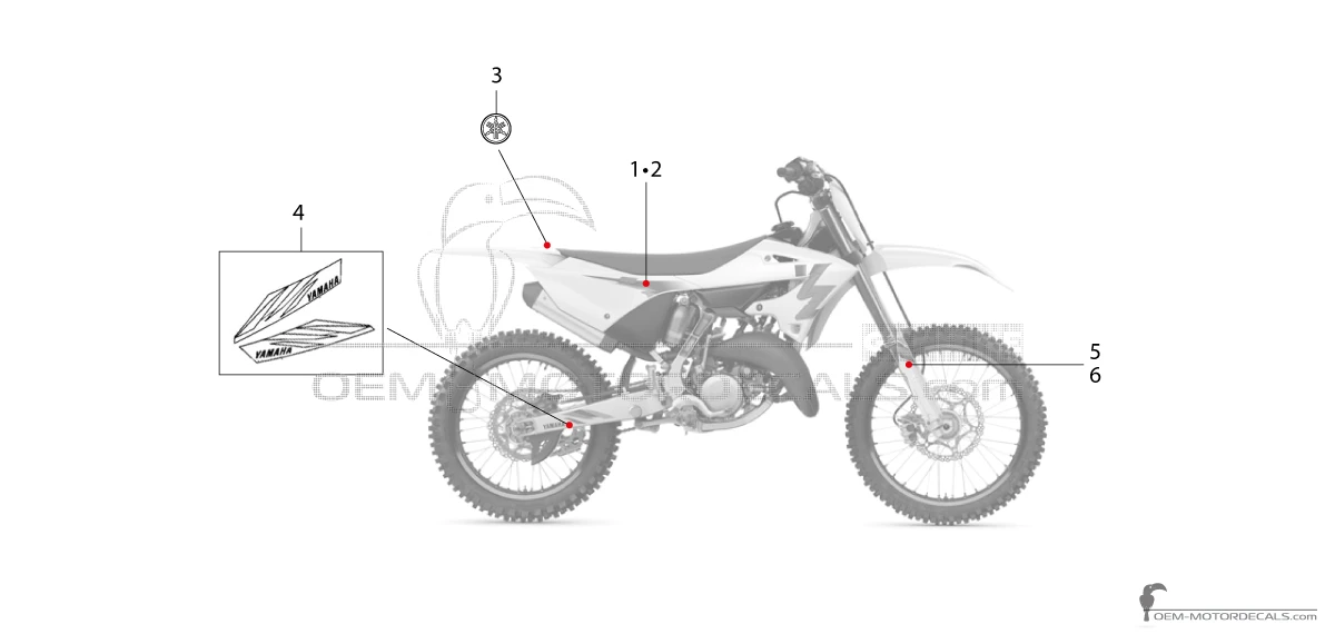 Stickers voor Yamaha YZ250 2024 Anniversary Edition - Wit • Yamaha OEM Stickers