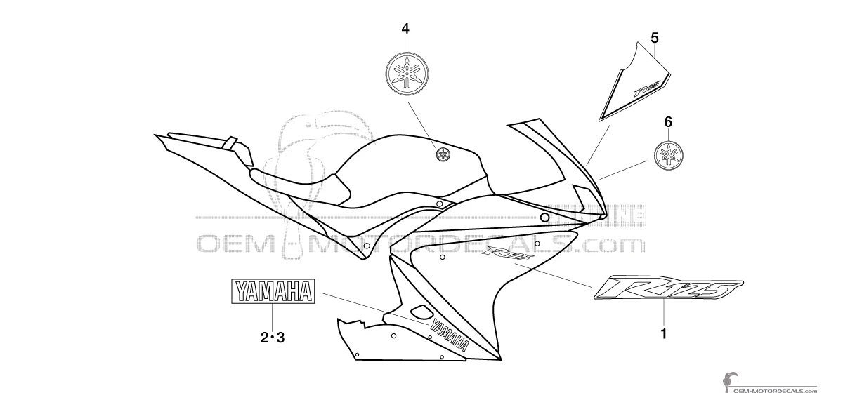 Pegatinas para Yamaha YZF R125 2011 - Negro • Yamaha Pegatinas OEM