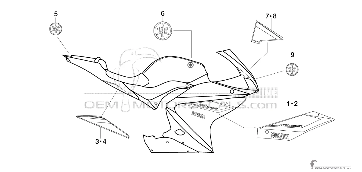 Decals for Yamaha YZF R125 2016 - Red • Yamaha OEM Decals