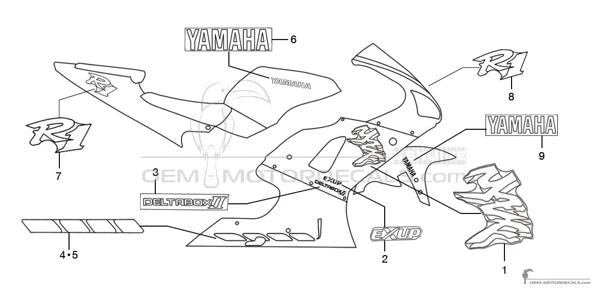 Pegatinas para Yamaha YZF R1 1998 - Blanco • Yamaha Pegatinas OEM