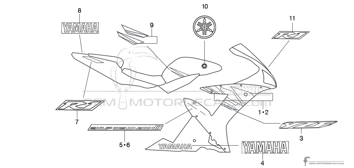 Decals for Yamaha YZF R1 2003 - Blue • Yamaha OEM Decals
