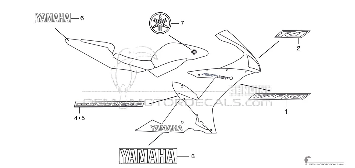 Naklejki do Yamaha YZF R1 2003 - Srebrny • Yamaha Naklejki OEM