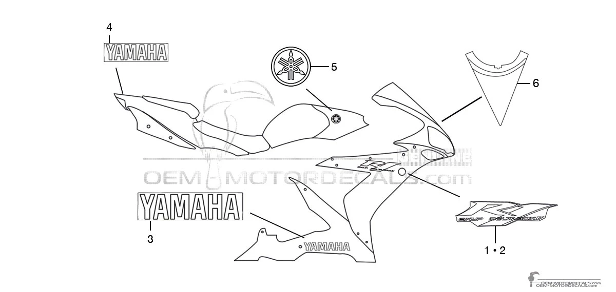 Decals for Yamaha YZF R1 2005 - Silver • Yamaha OEM Decals