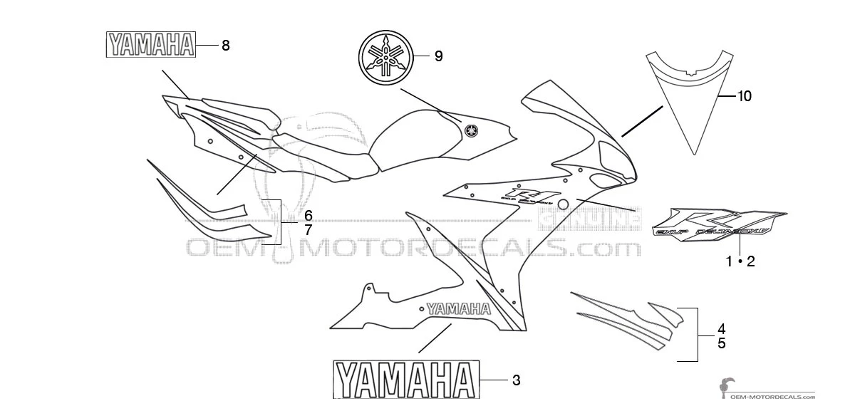 Decals for Yamaha YZF R1 2006 - Red • Yamaha OEM Decals