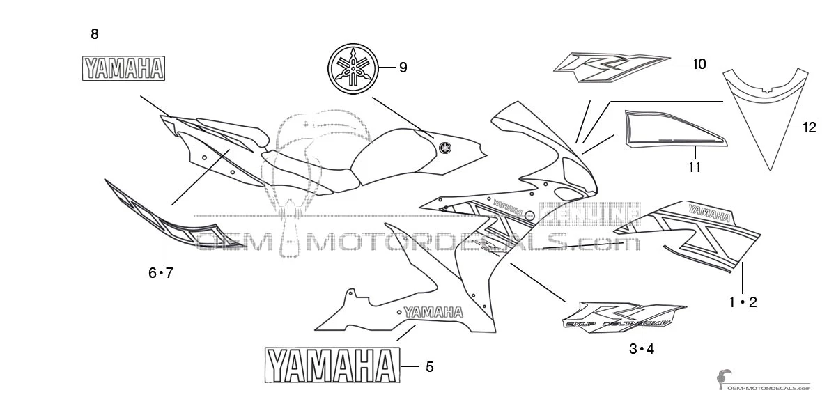 Aufkleber für Yamaha YZF R1 2006 - Gelb • Yamaha OEM-Aufkleber