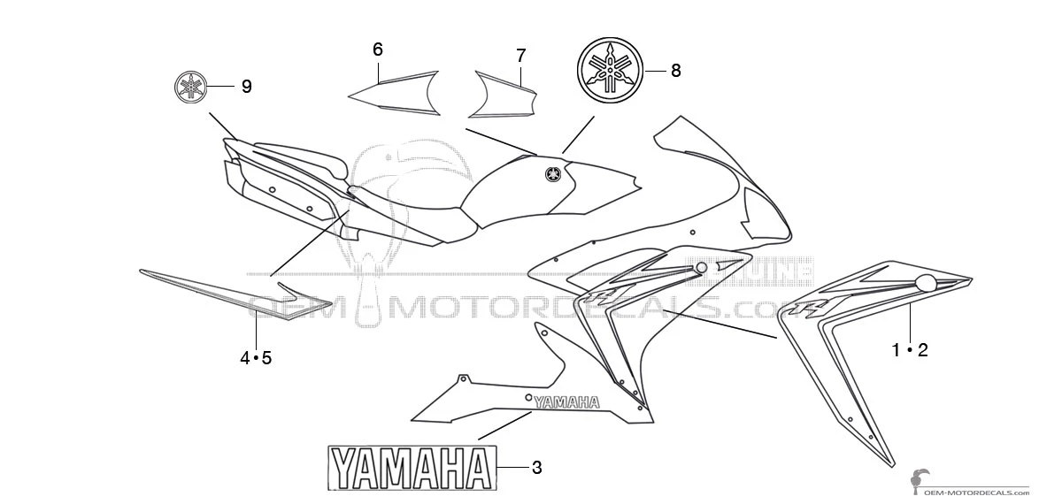 Naklejki do Yamaha YZF R1 2007 - Biały • Yamaha Naklejki OEM