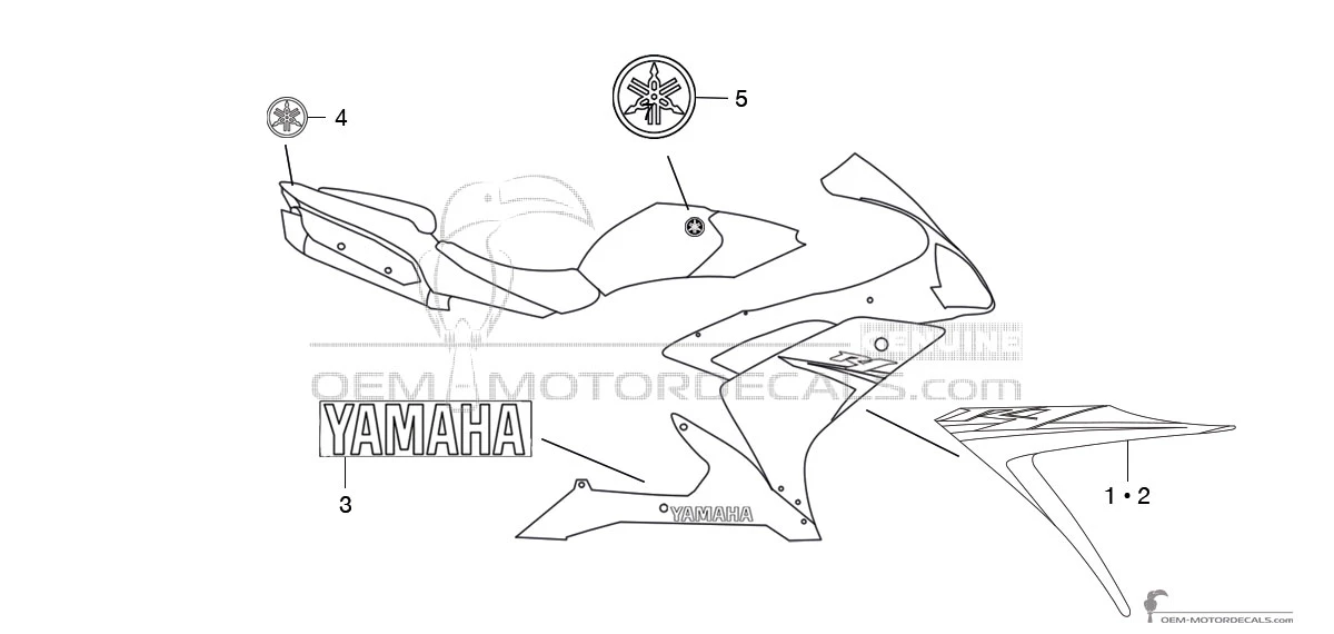 Decals for Yamaha YZF R1 2007 - Black • Yamaha OEM Decals