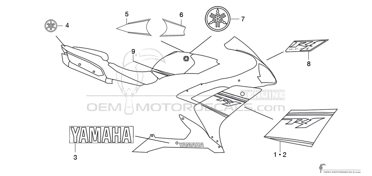 Pegatinas para Yamaha YZF R1 2008 - Blanco • Yamaha Pegatinas OEM