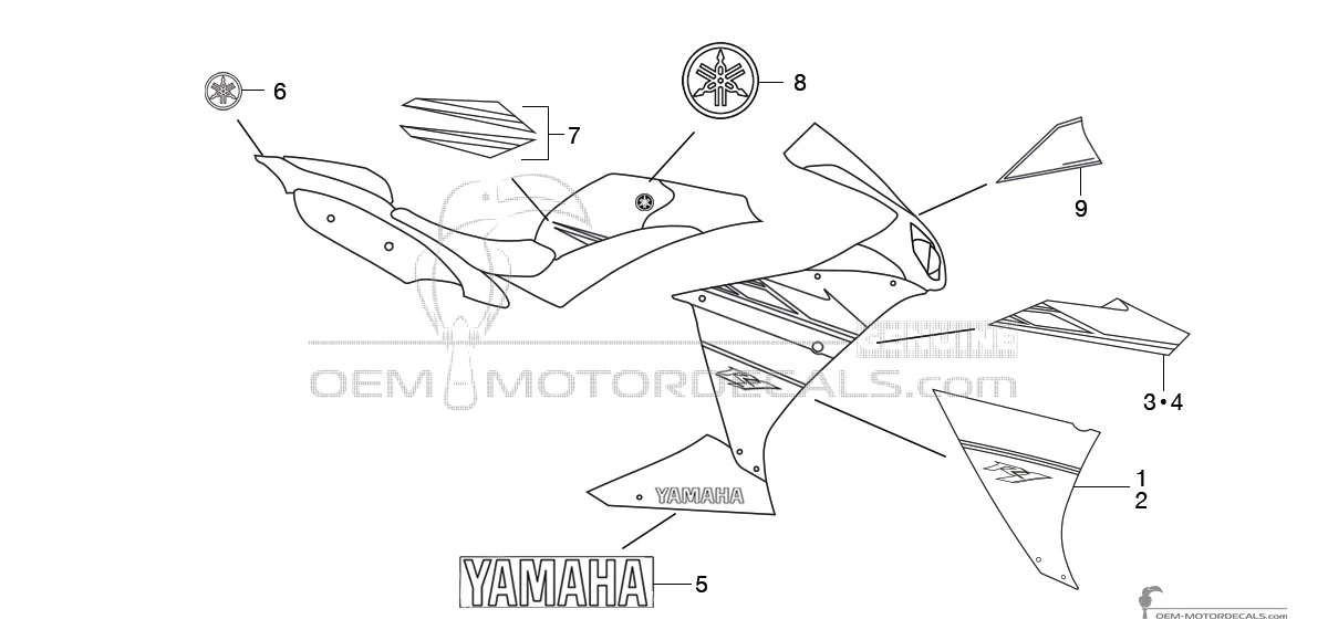 Decals for Yamaha YZF R1 2009 - Blue • Yamaha OEM Decals