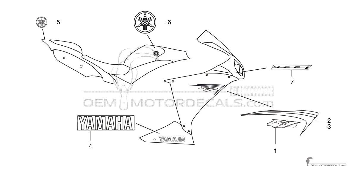 Stickers voor Yamaha YZF R1 2009 - Wit • Yamaha OEM Stickers