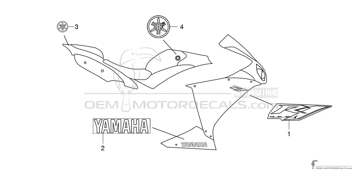 Decals for Yamaha YZF R1 2009 - Black • Yamaha OEM Decals