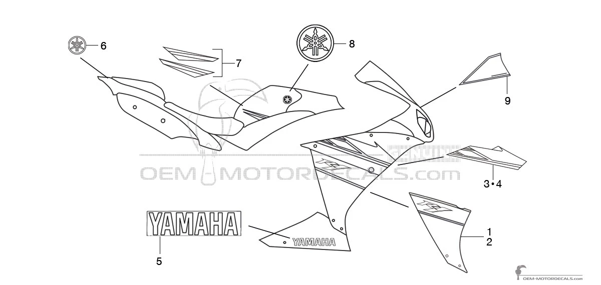 Decals for Yamaha YZF R1 2011 - Blue • Yamaha OEM Decals