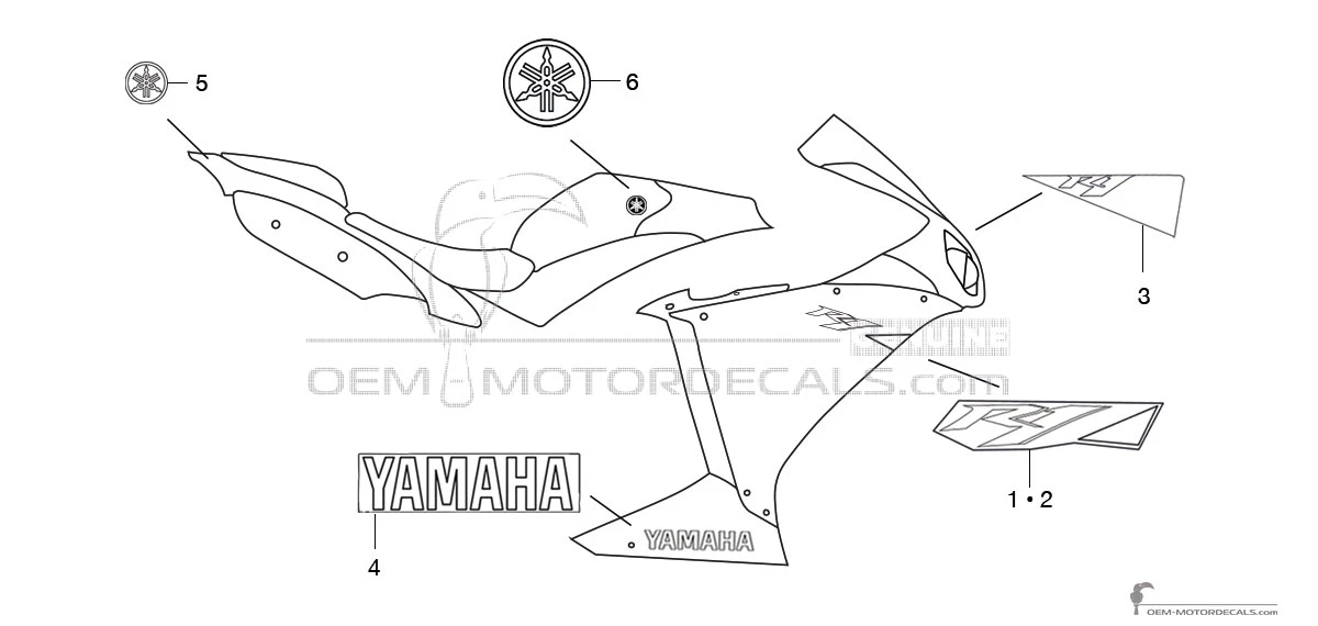 Decals for Yamaha YZF R1 2010 - White • Yamaha OEM Decals