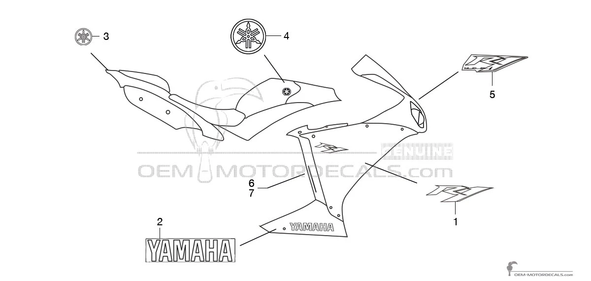 Adesivi per Yamaha YZF R1 2013 - Grigio • Yamaha Adesivi OEM