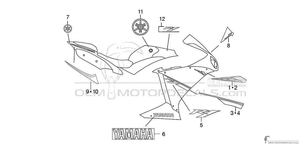 Decals for Yamaha YZF R1 2013 - Blue • Yamaha OEM Decals