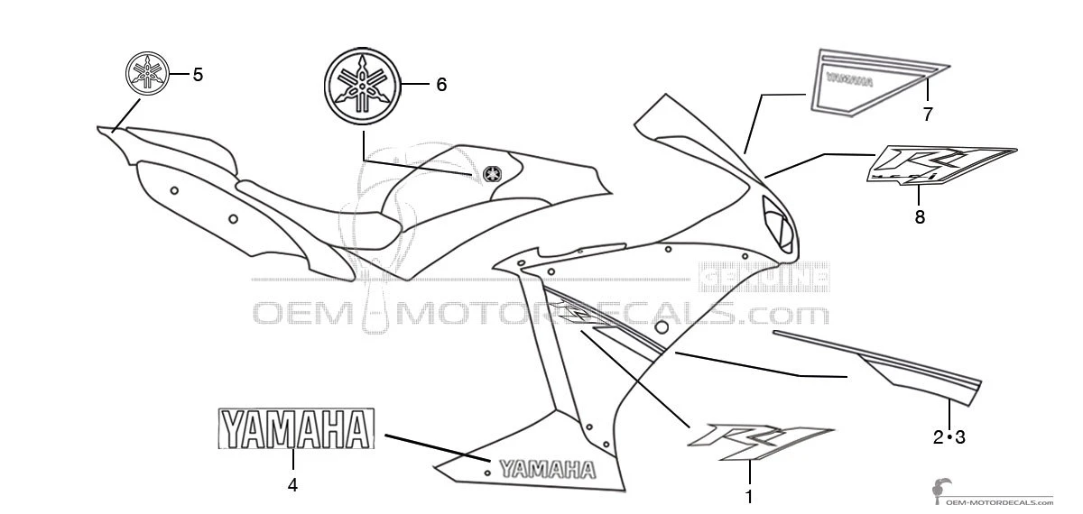 Naklejki do Yamaha YZF R1 2014 - Biały • Yamaha Naklejki OEM
