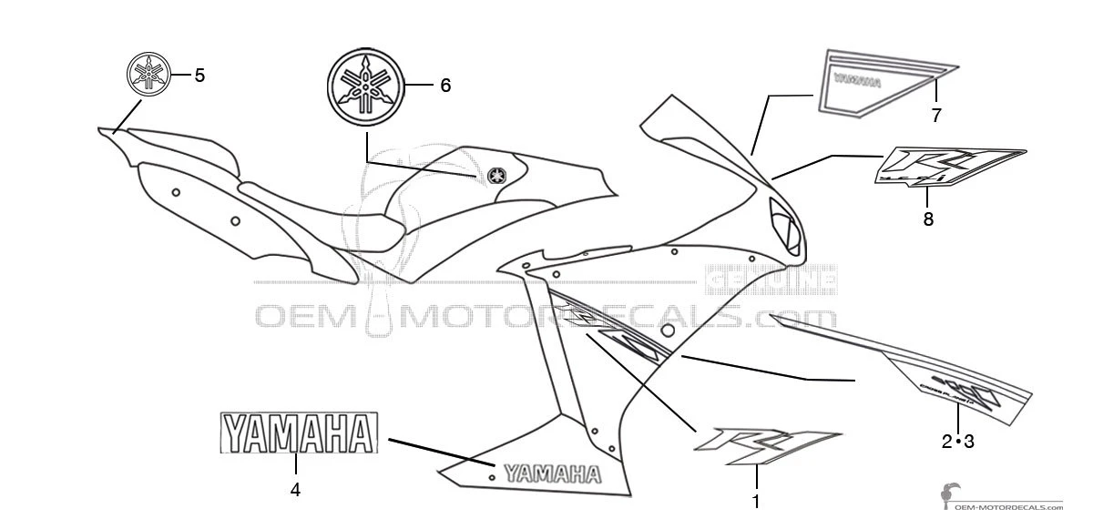 Decals for Yamaha YZF R1 2014 - Blue • Yamaha OEM Decals