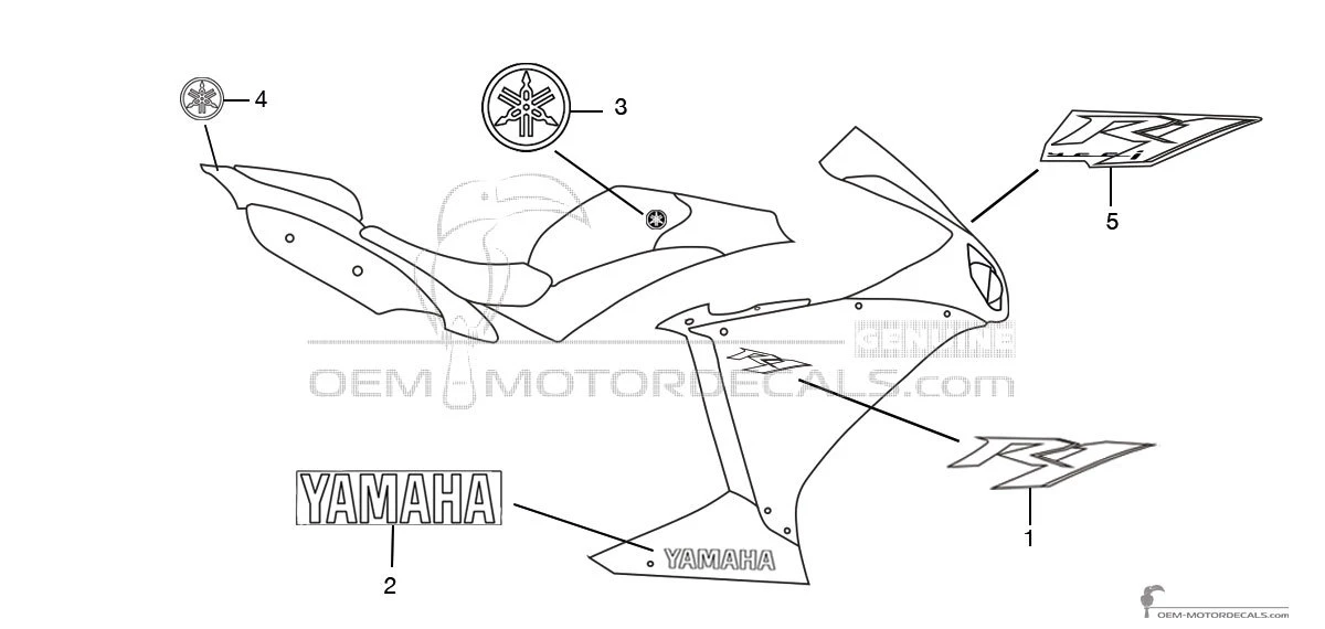 Naklejki do Yamaha YZF R1 2014 - Szary • Yamaha Naklejki OEM