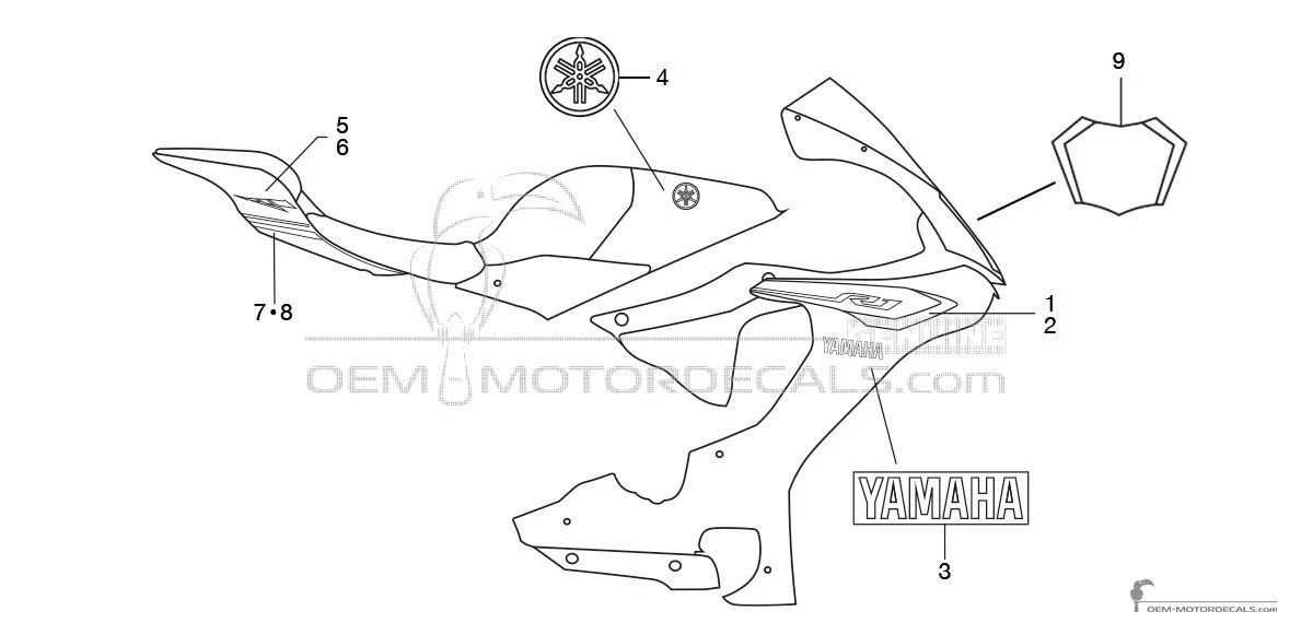 Stickers voor Yamaha YZF R1 2015 - Blauw • Yamaha OEM Stickers