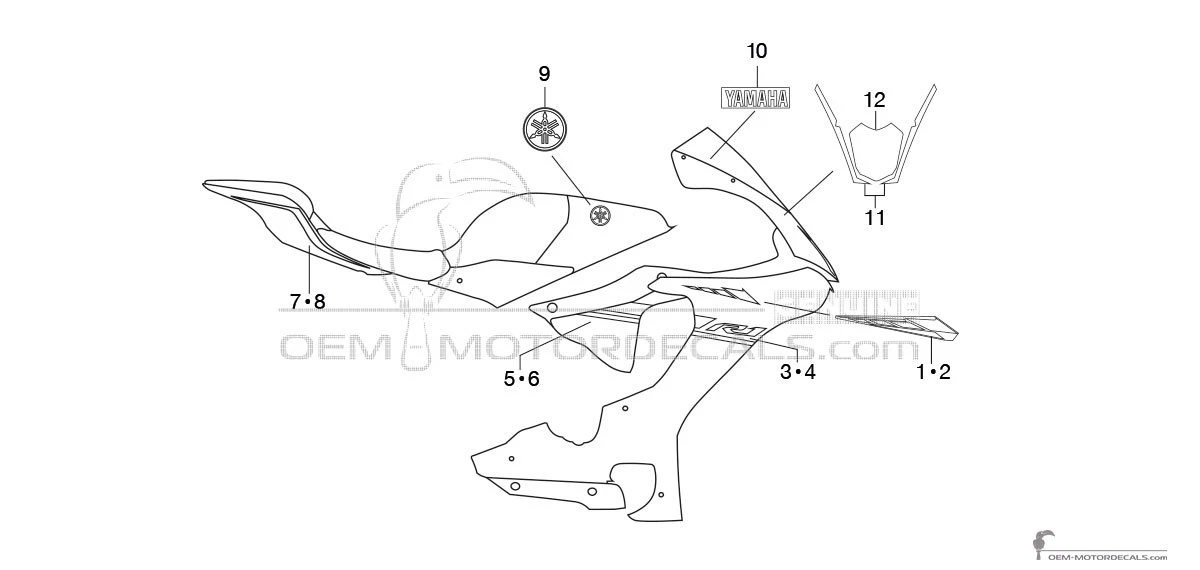 Naklejki do Yamaha YZF R1 2017 - Niebieski • Yamaha Naklejki OEM