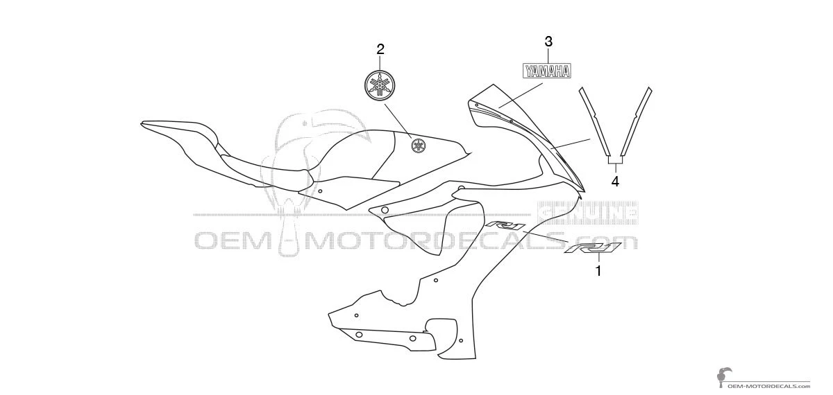 Adesivi per Yamaha YZF R1 2017 - Grigio • Yamaha Adesivi OEM