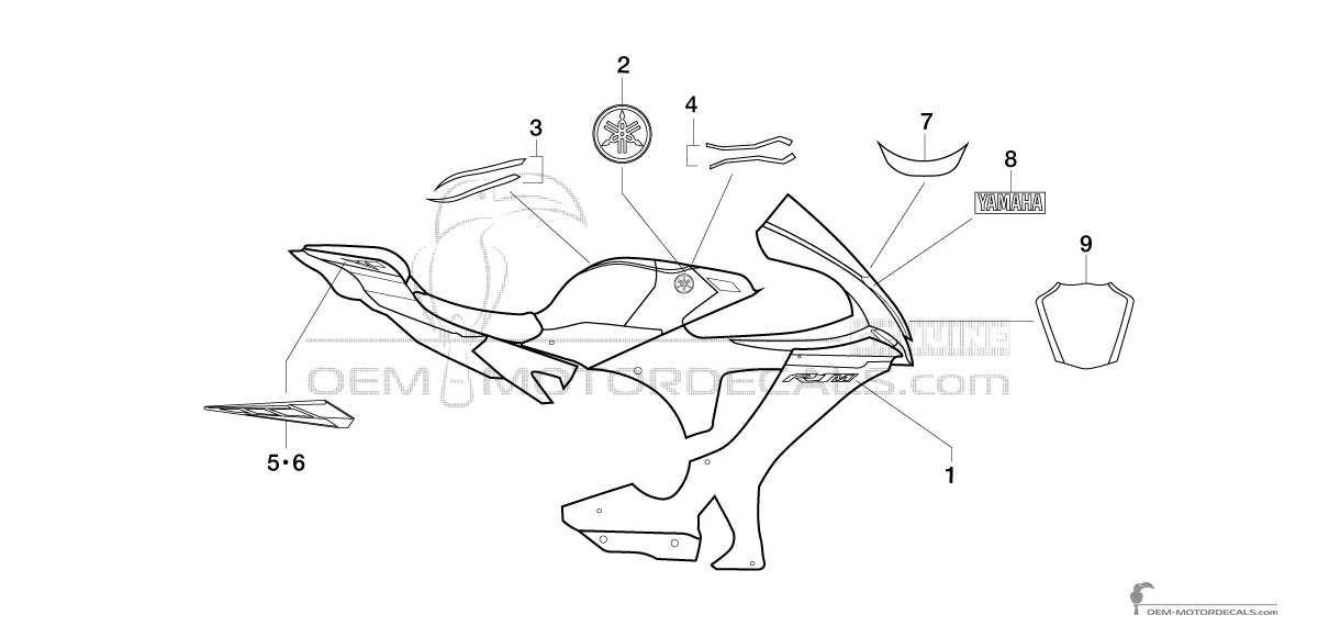 Decals for Yamaha YZF R1M 2020 - Black • Yamaha OEM Decals