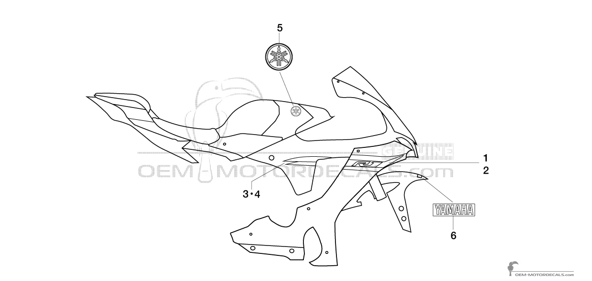Decals for Yamaha YZF R1 2024 - Black • Yamaha OEM Decals