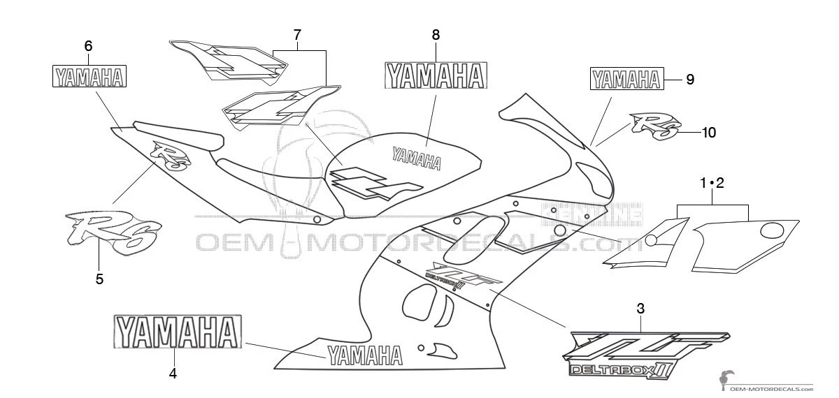 Aufkleber für Yamaha YZF R6 1999 - Blau • Yamaha OEM-Aufkleber