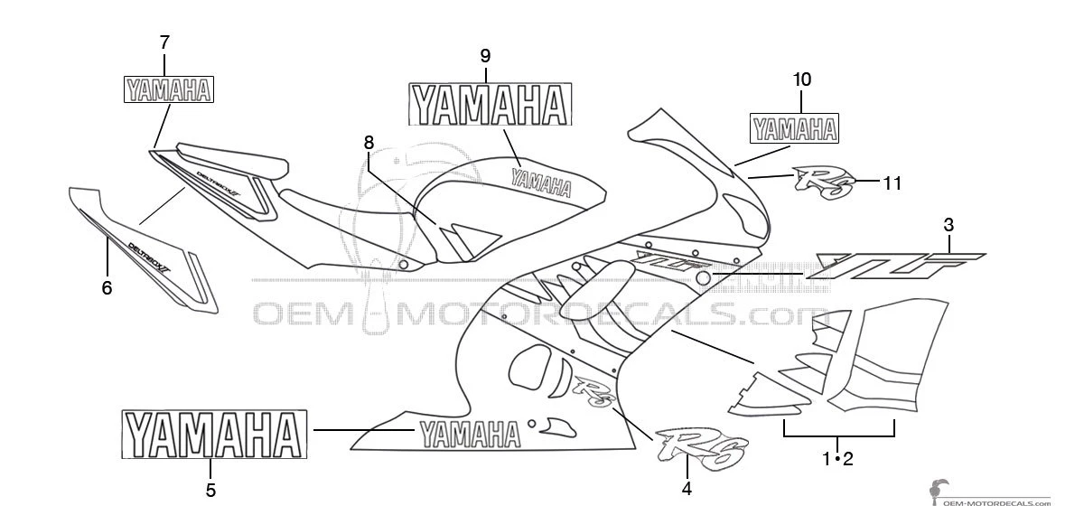 Decals for Yamaha YZF R6 1999 - Silver • Yamaha OEM Decals