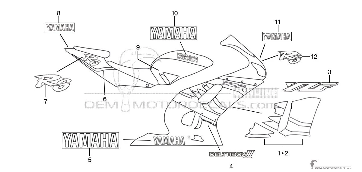 Adesivi per Yamaha YZF R6 2000 - Bianco • Yamaha Adesivi OEM