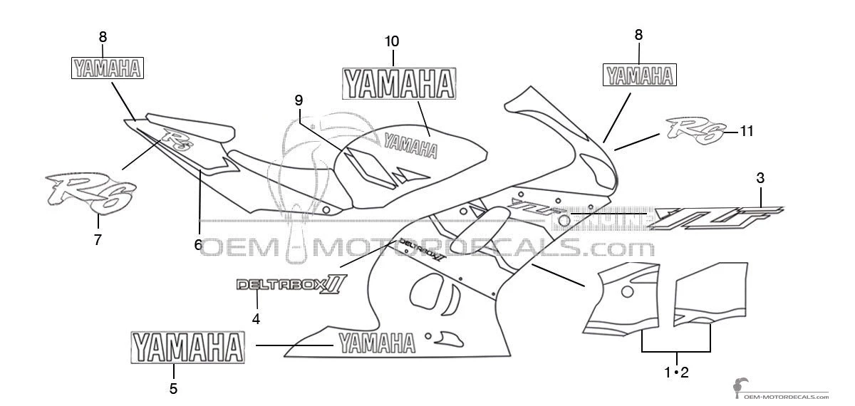 Aufkleber für Yamaha YZF R6 2001 - Blau • Yamaha OEM-Aufkleber