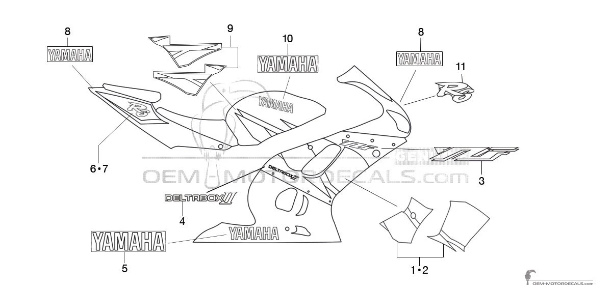 Adesivi per Yamaha YZF R6 2002 - Rosso • Yamaha Adesivi OEM