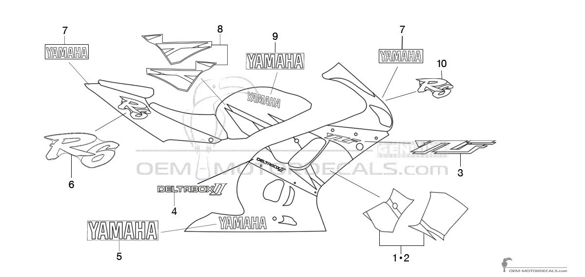 Pegatinas para Yamaha YZF R6 2002 - Azul • Yamaha Pegatinas OEM