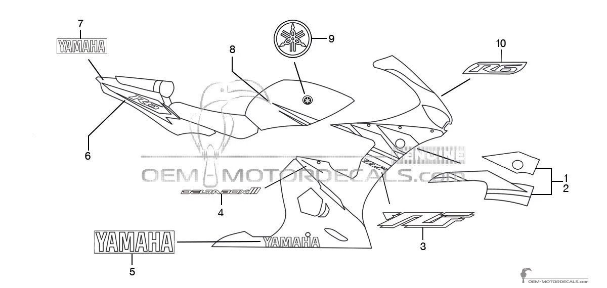Stickers voor Yamaha YZF R6 2003 - Geel • Yamaha OEM Stickers